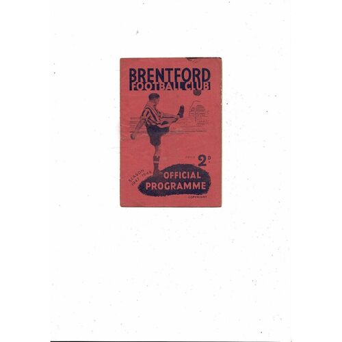 1947/48 Brentford v Sheffield Wednesday Football Programme