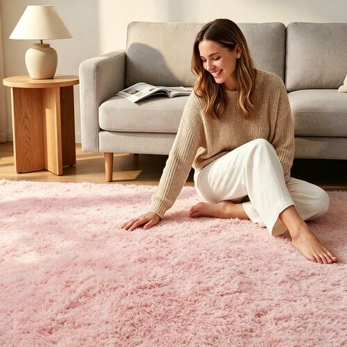 CozyLiving Ultra-Soft Fluffy Shag Rug – Luxury High-Pile Floor Carpet for Living Room, Bedroom & Nursery – Non-Shedding & Cozy (Pink, 60 x 110 cm)