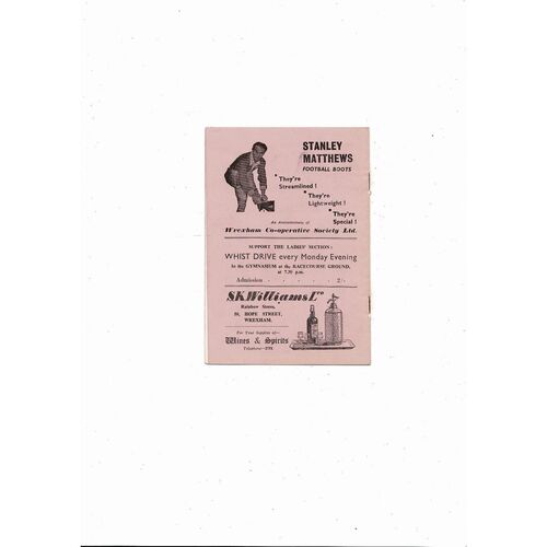 1958/59 Wrexham v Southampton Football Programme