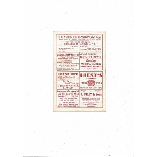 1960/61 Barnsley v Bury Football Programme