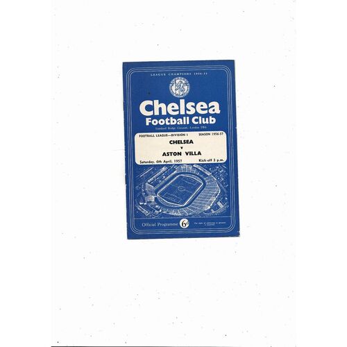 1956/57 Chelsea v Aston Villa Football Programme