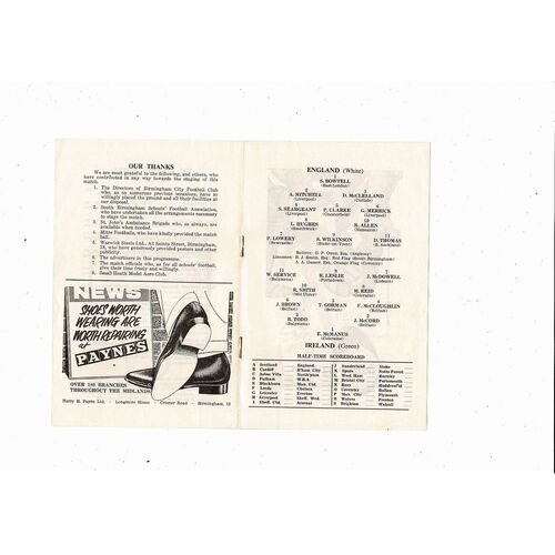 1966 England v Ireland Schools International Programme @ Birmingham City
