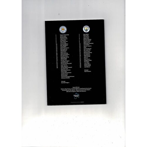 2021 Leicester City v Manchester City Charity Shield Football Programme