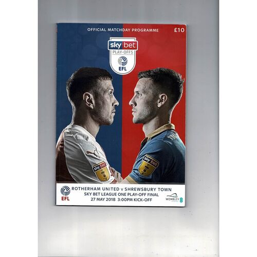 2018 Rotherham United v Shrewsbury Town Play Off Final League 1 Football Programme