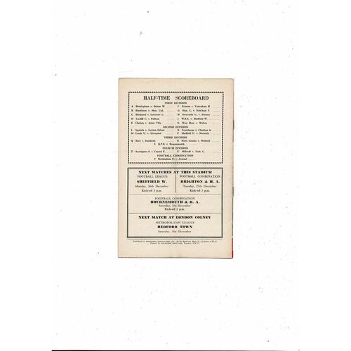 1960/61 Arsenal v Burnley Football Programme