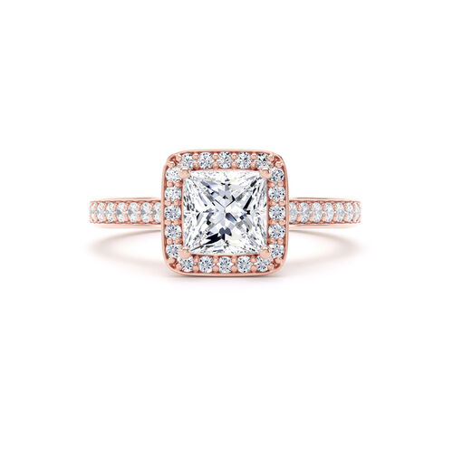 Princess cut halo with channel borders