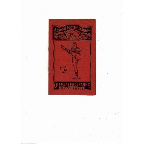 1938/39 Arsenal v Portsmouth Football Programme