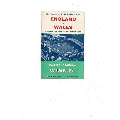 1962 England v Wales Football Programme