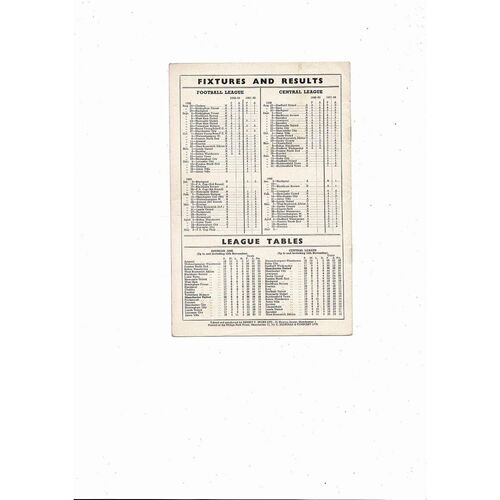 1958/59 Manchester United v Leeds United Football Programme