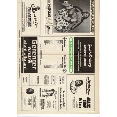Borussia Monchengladbach v Mancester City UEFA Cup Football Programme 1978/79