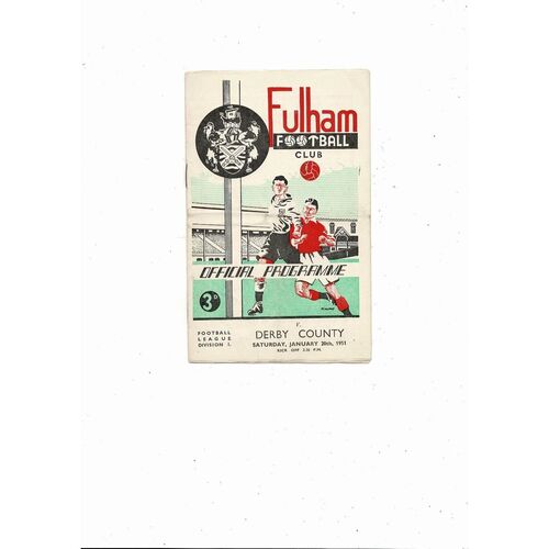 1950/51 Fulham v Derby County Football Programme