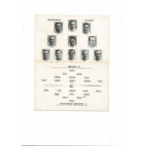 1952/53 Chelsea v Tottenham Hotspur Football Programme