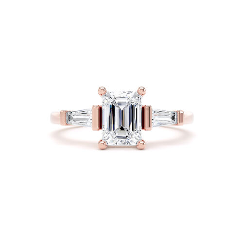 Emerald cut and tapered baguette diamond trilogy