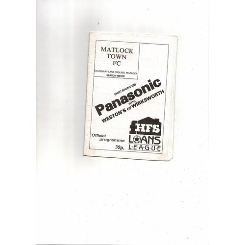 Matlock Town v Solihul Borough FA Cup Football Programme 1991/92