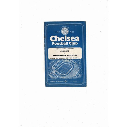 1954/55 Chelsea v Tottenham Hotspur Championship Season Football Programme