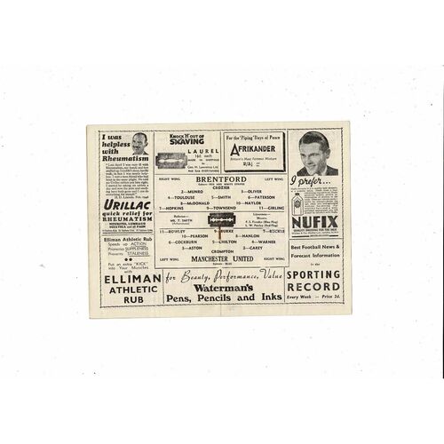 1946/47 Brentford v Manchester United Football Programme