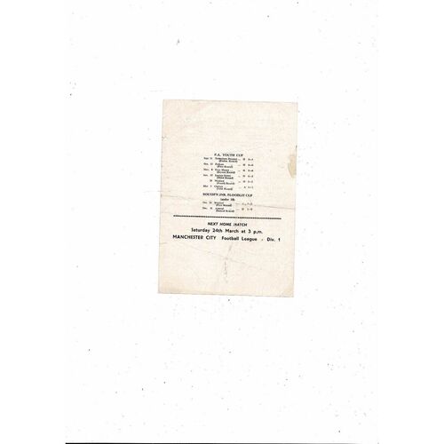 West Ham United v Portsmouth Southern Junior Cup Semi Final Programme 1961/62