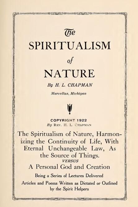 1922 | The Spiritualism of Nature