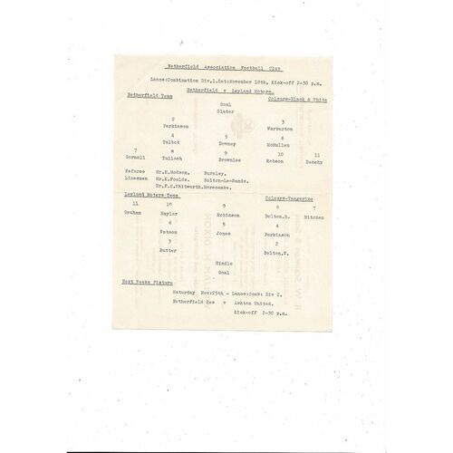 1961/62 Netherfield v Leyland Motors Lancs Combination Football Programme
