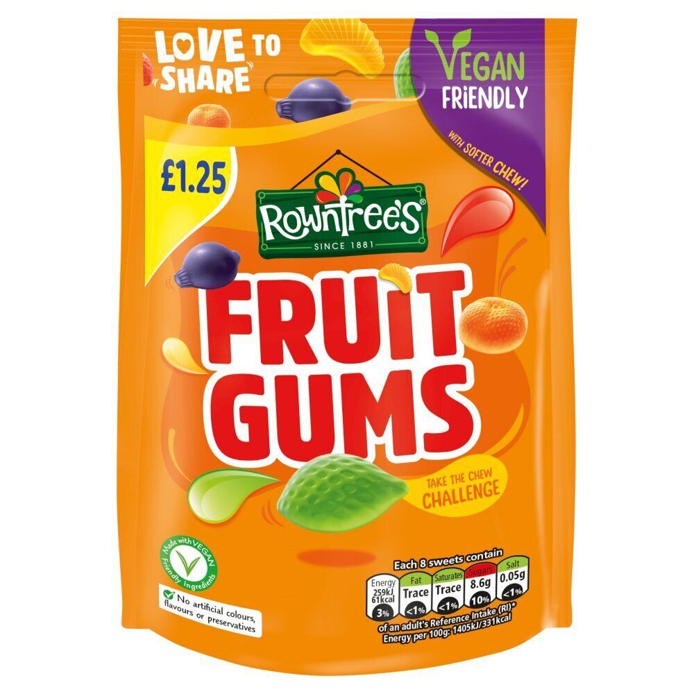 Rowntree's Fruit Gums Vegan Friendly Sweets Sharing Bag