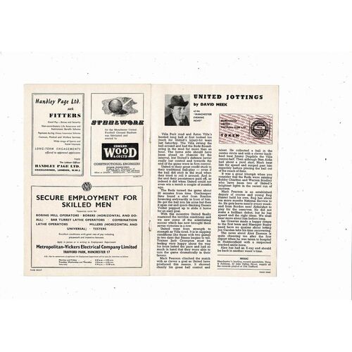 1958/59 Manchester United v Blackpool Football Programme