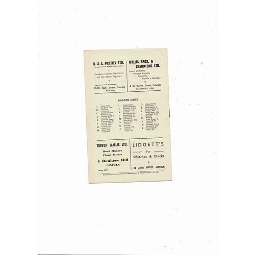 1959/60 Lincoln City v Hull City Football Programme