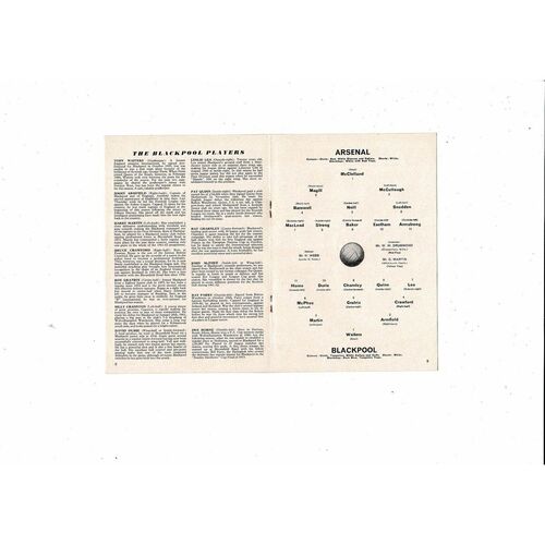 1962/63 Arsenal v Blackpool Football Programme