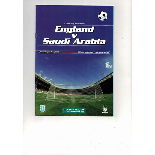 1998 England v Saudi Arabia Football Programme