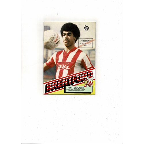 1982/83 Brentford v Portsmouth Football Programme