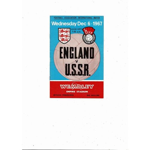 1967 England v USSR Football Programme