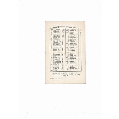 1959/60 Sunderland v Huddersfield Town Football Programme