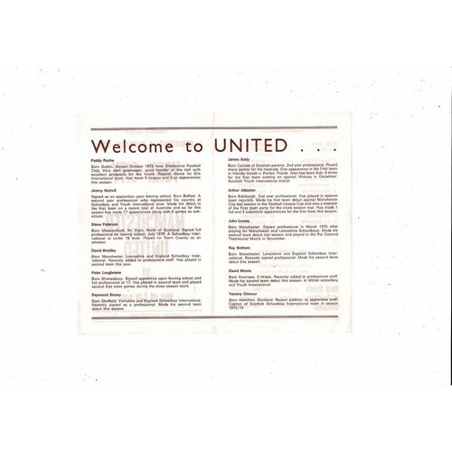 York City v Manchester United X1 Friendly Football Programme 1975/76