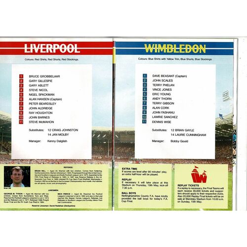 1988 Liverpool v Wimbledon FA Cup Final Football Programme