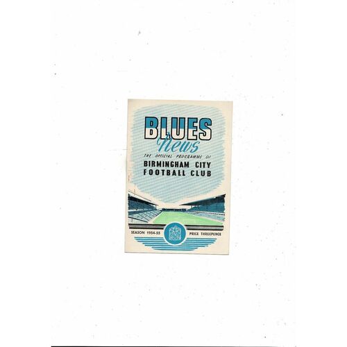 1954/55 Birmingham City v Stoke City Football Programme
