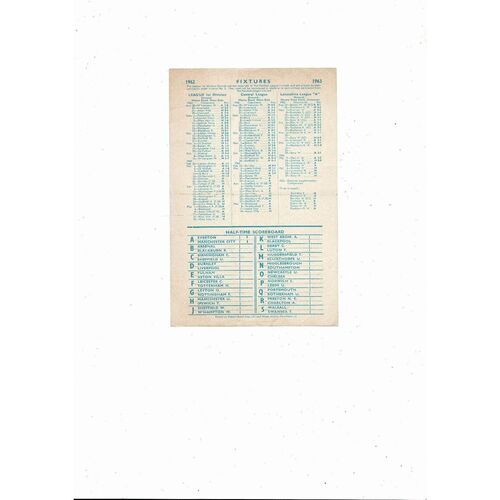 Manchester City v Bolton Wanderers Central League Football Programme 1962/63