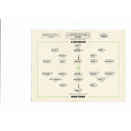1965 England v Hungary Football Programme