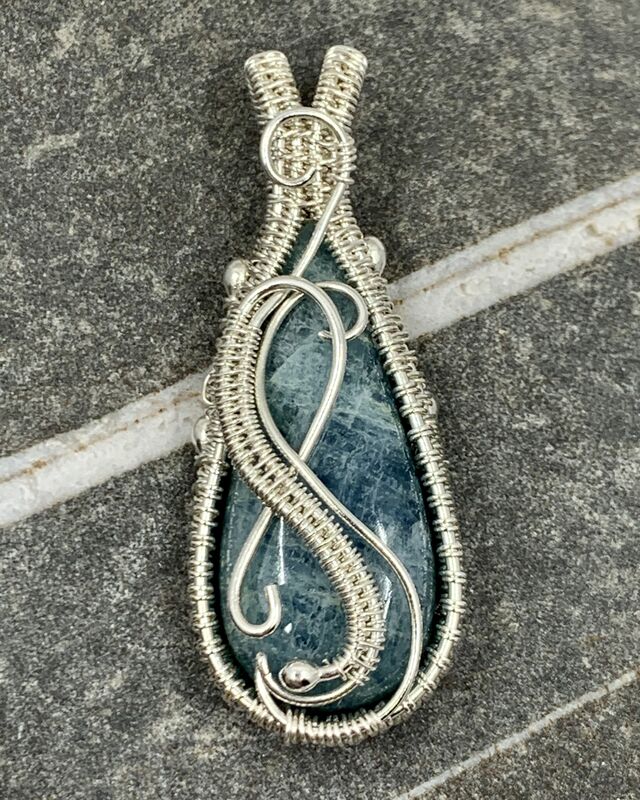 Natural Aquamarine Fine Silver Pendant