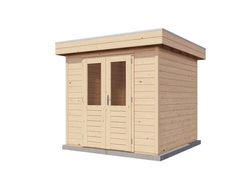 2.4mtr x 2.4mtr 28mm walled Flat Roof Cabin