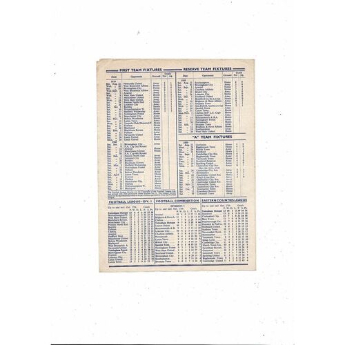 1959/60 Tottenham Hotspur v Nottingham Forest Football Programme