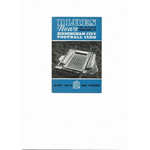 1962/63 Birmingham City v Barrow League Cup Replay Football Programme