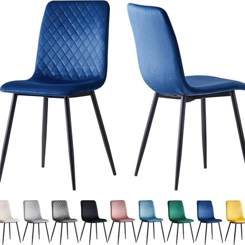 mcc direct Designer Velvet Fabric Dining Chairs Metal Legs Lexi Chairs(Set of 2/Set of 4)