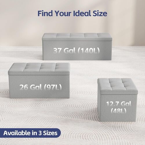 mcc direct Foldable Storage Ottoman, Small Footrest Cube, Storage Bench with Lid, 1 Storage Box for Bedroom & Living Room, 36 cm