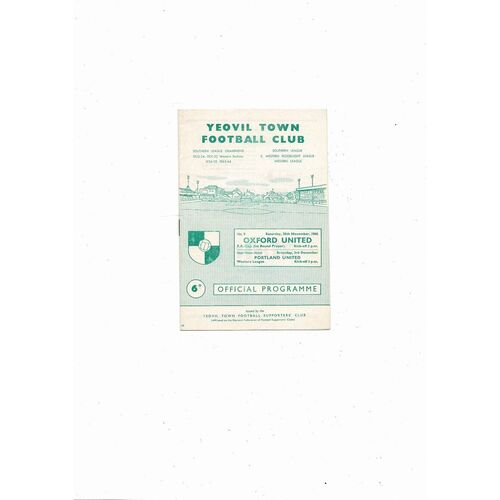 Yeovil Town v Oxford United FA Cup Football Programme 1966/67