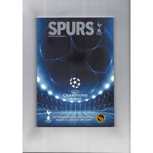 Tottenham Hotspur v BSC Young Boys Champions League Football Programme 2010/11