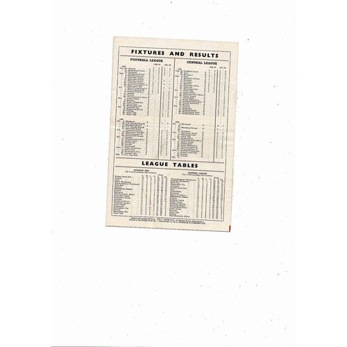 1958/59 Manchester United v Arsenal Football Programme