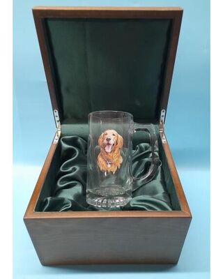 American Stein glass with Golden Retriever image