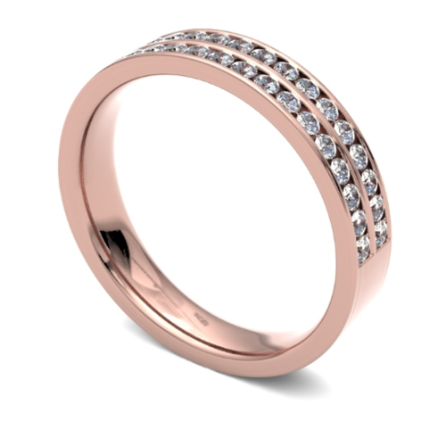 9ct 4mm DIAMOND SET double row round brilliant cut channel