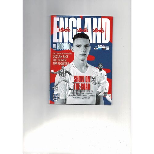 2019 England v Kosovo Football Programme + Press Cuttings
