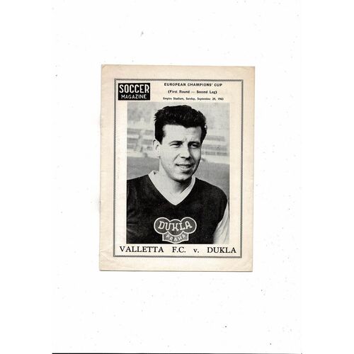 Valletta v Dukla Prague European Cup Football Programme 1963/1964