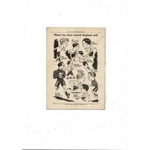 1950 England v Yugoslavia Football Programme @ Arsenal
